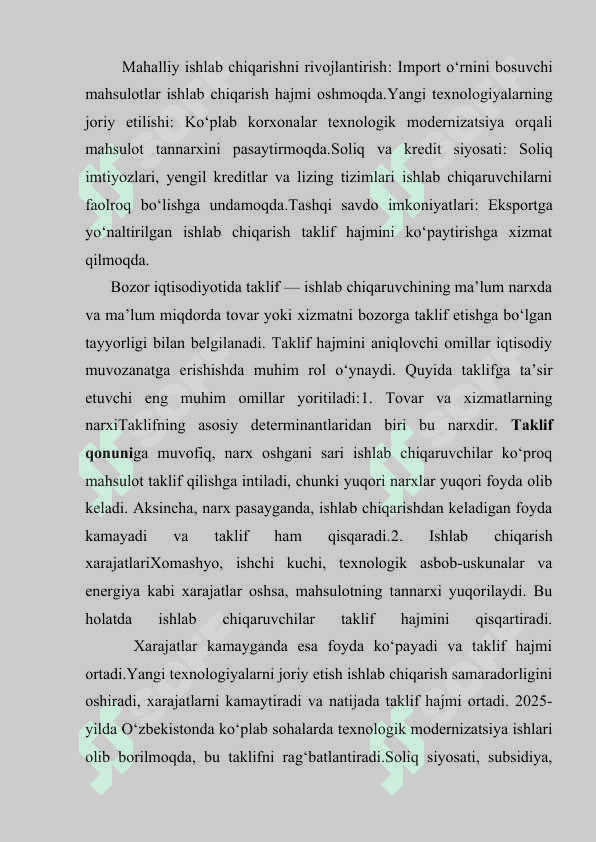 Taklif tushunchasi. Taklifning xajmiga  	    ta`sir etuvchi оmillar. 7