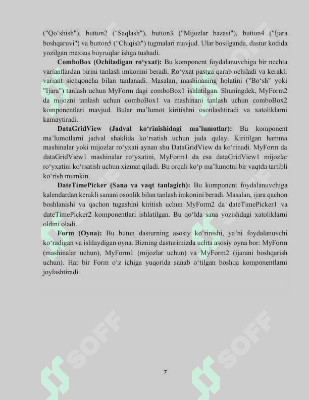 AVTOMOBILLAR IJARASI XIZMATINI BOSHQARISH UCHUN DASTUR ILOVASINI YARATISH 7