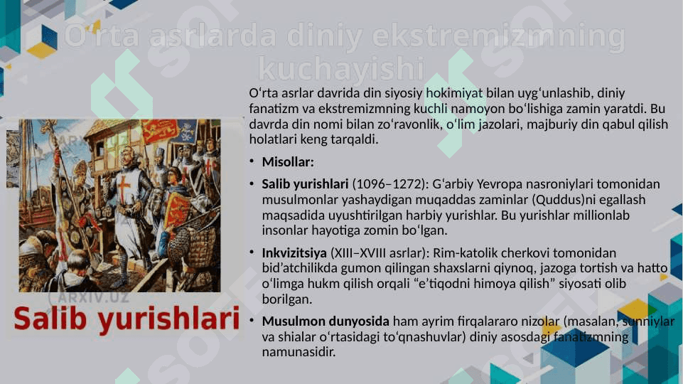 Diniy aqidaparastlik(fanatizm), ekstremizm paydo bolishining ijtimoiy tarixiy zaminlari va rivojlanishi 8
