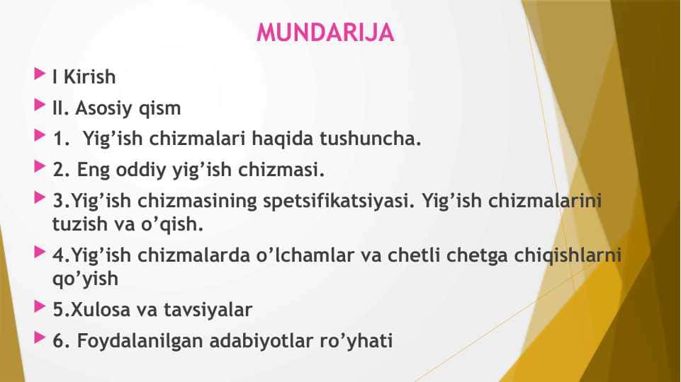 Yig’ish chizmalari