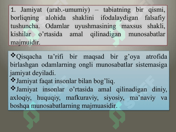 Jamiyat falsafasi. 6