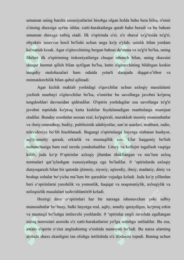 Yoshlik davrida psixik rivojlanish xususiyatlari. 4