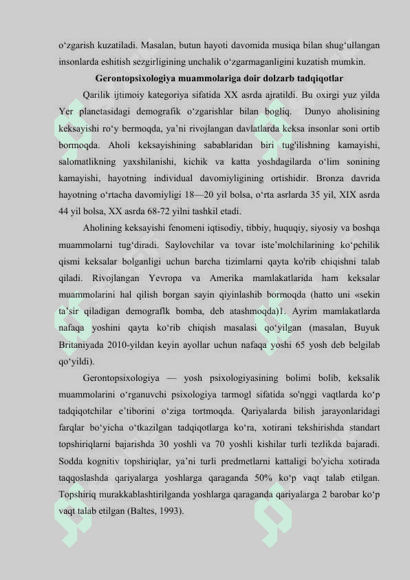 Keksayish va keksalik davrining psixologik xususiyatlari. 3