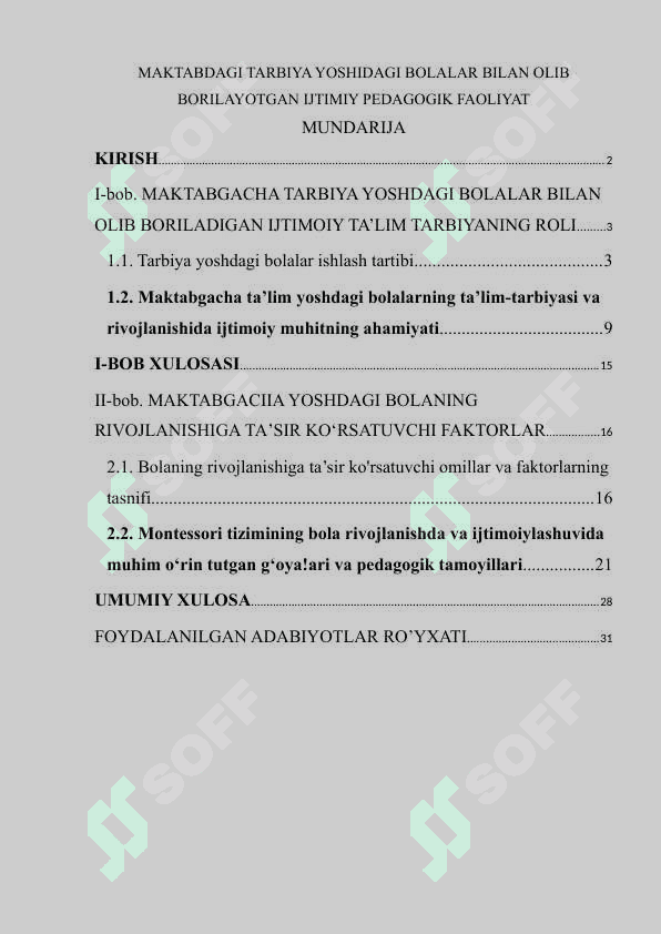 MAKTABDAGI TARBIYA YOSHIDAGI BOLALAR BILAN OLIB BORILAYOTGAN IJTIMIY PEDAGOGIK FAOLIYAT 2