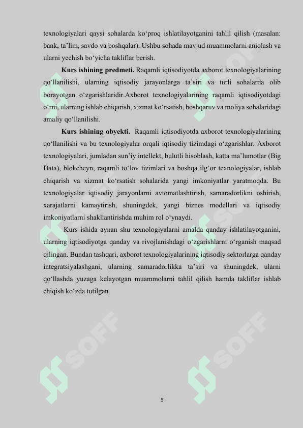 RAQAMLI IQTISODIYOT VA RAQAMLI TEXNOLOGIYALAR 5