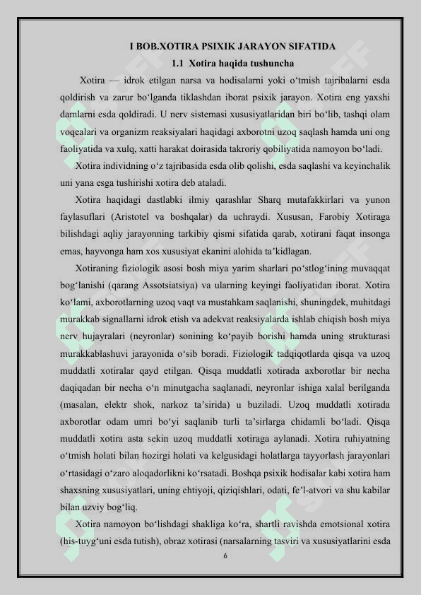 Kognitiv psixologiyada xotira tadqiqotlari 6