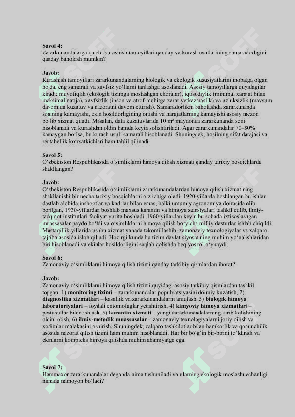 Entomologiya fanidan savollar 2