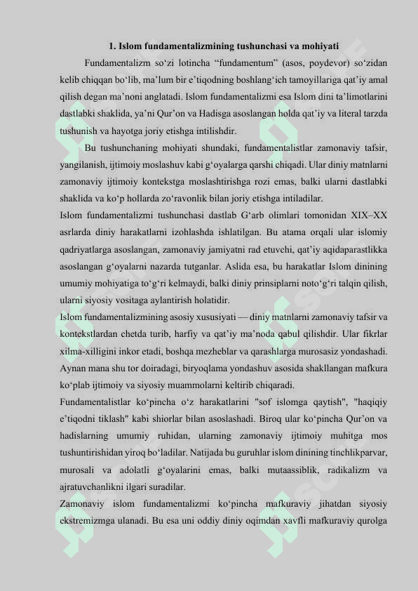 Islom fundamentalizmining maqsadi va mohiyati 3