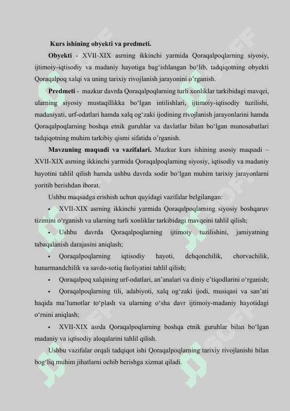 XVII-XIX asrning ikkinchi yarmida Qoraqalpoqlar 4
