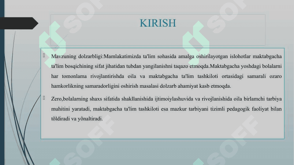 MAKTABGACHA TA'LIM TASHKILOTINING VA OILA HAMKORLIGINING NAZARIYASI VA AMALIYOTI 3