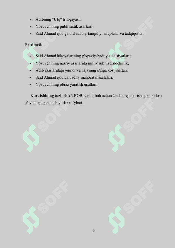 SAID AHMADNING HAYOTI VA IJODIY FAOLIYATI 5