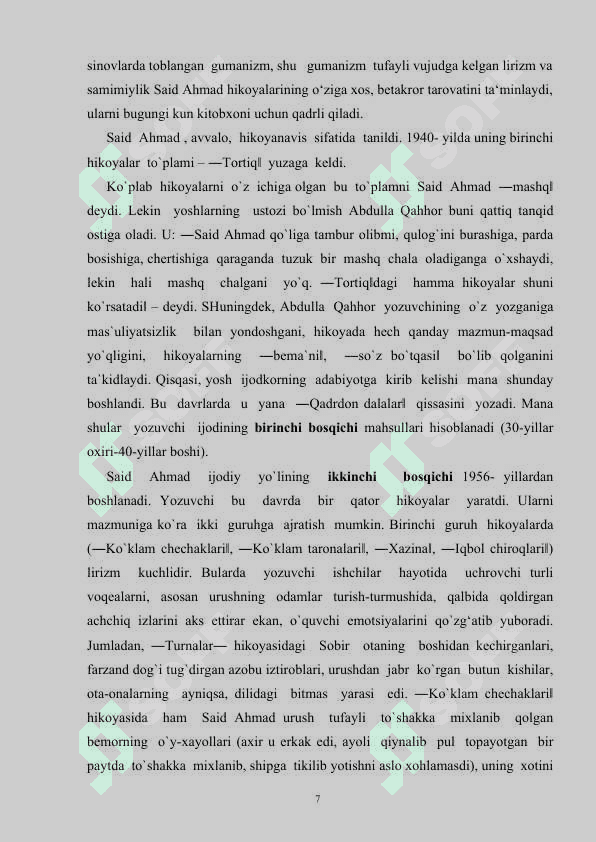 S.AHMAD ROMANLARIDA REALISTIK HAYOT 7
