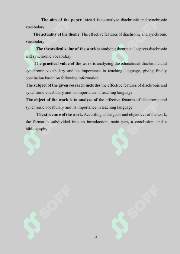 DIACHRONIC AND SYNCHRONIC APPROACHES TO THE STUDY OF THE VOCABULARY 4