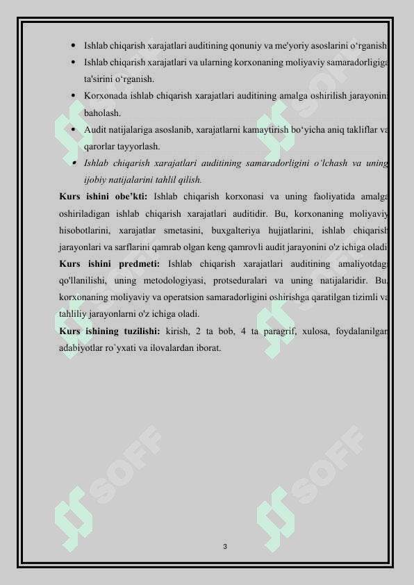 KORXONA FAOLIYATIDA ISHLAB CHIQARISH XARAJATLARI AUDITI 3