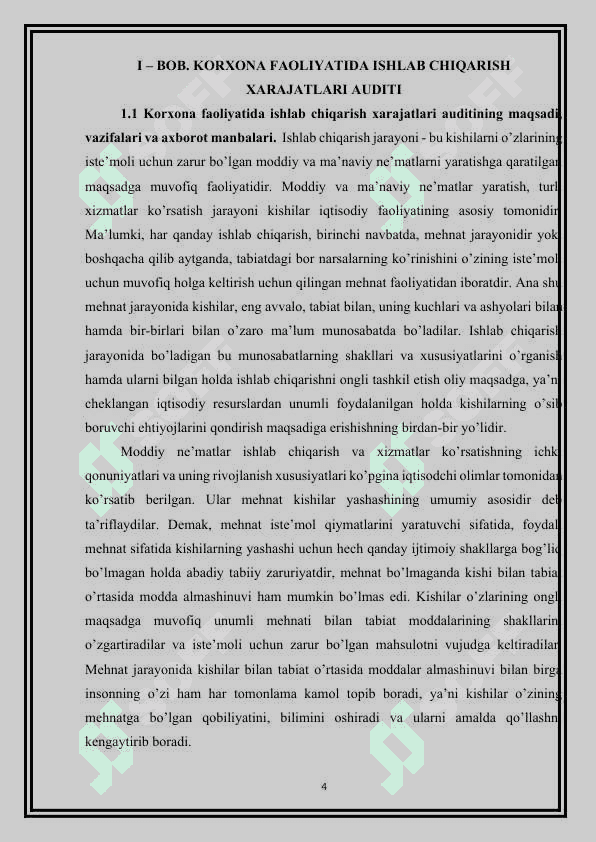 KORXONA FAOLIYATIDA ISHLAB CHIQARISH XARAJATLARI AUDITI 4