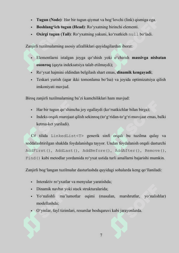 ZANJIRLI MA’LUMOTLAR TUZILMASI 6