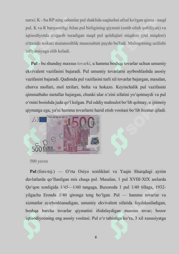 QIYMAT O’LCHOVINING MOHIYATI VA UNİNG AHAMİYATİ. 8