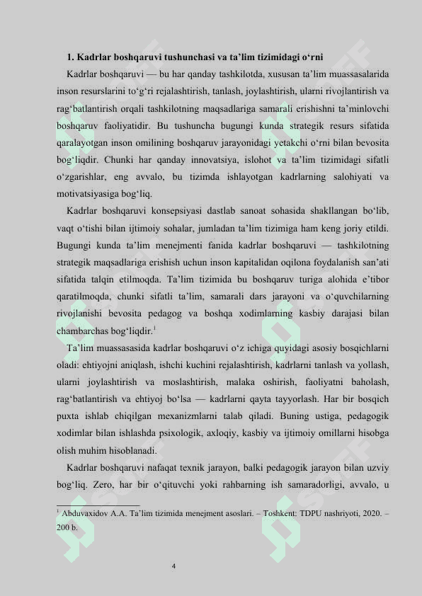 Kadrlar boshqaruvi va rag‘batlantirish mexanizmlarini takomillashtirish yo‘llar 4