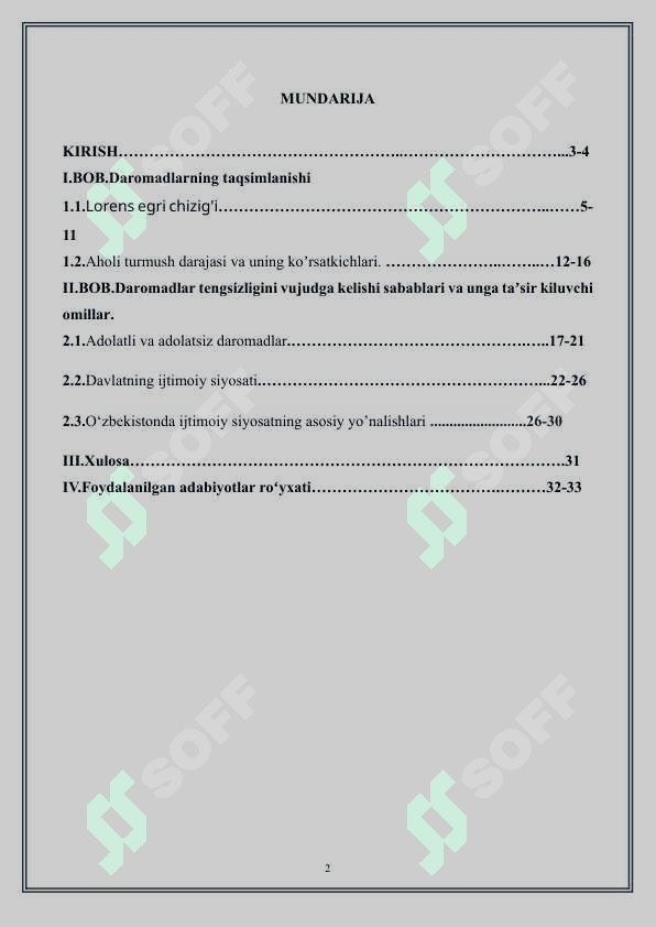 Daromadlarning taqsimlanishi va Lorents egri chizigʻi 2