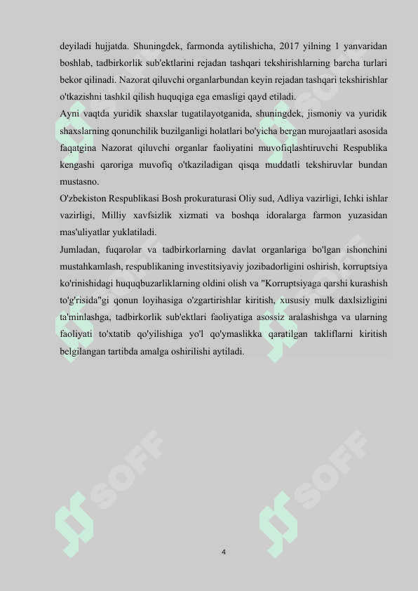 O’zbekiston Respublikasida kichik biznesni rivojlantirishning asosiy yo’nalishlari 4
