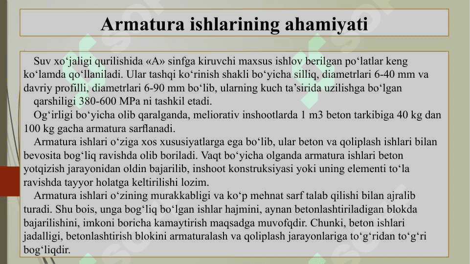 Armatura ishlarining ahamiyati 6