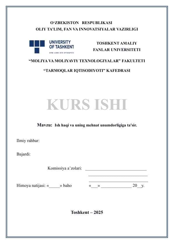 Ish haqi va uning mehnat unumdorligiga ta'sir 1