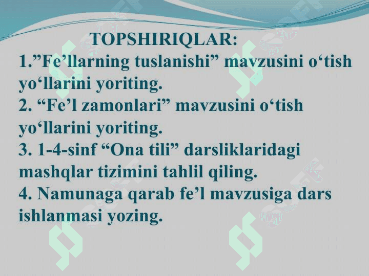 Fe’llarning shaxs-son qo`shimchalari bilan tuslanishi va fe’llarda zamon mavzusini o`rganish darslari ishlanmasini tuzish 3