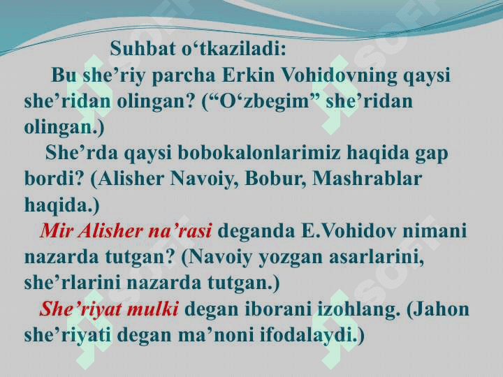 Fe’llarning shaxs-son qo`shimchalari bilan tuslanishi va fe’llarda zamon mavzusini o`rganish darslari ishlanmasini tuzish 6