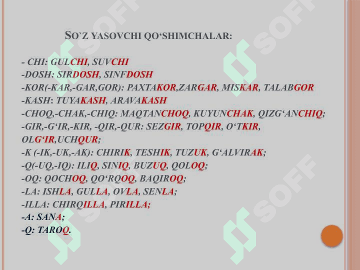 MORFEMIKA  (SO‘Z TARKIBI) MORFEMA, UNING TURLARI. SO‘Z YASALISHI 6