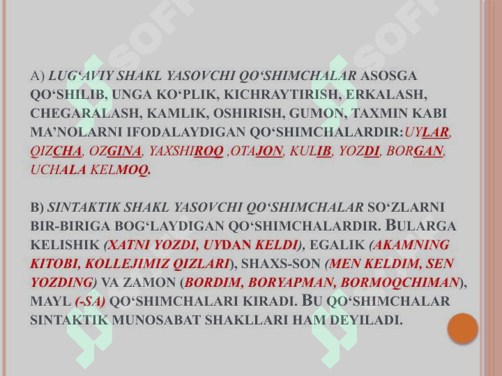 MORFEMIKA  (SO‘Z TARKIBI) MORFEMA, UNING TURLARI. SO‘Z YASALISHI 8