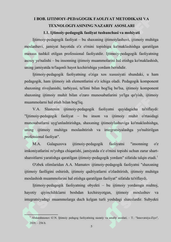 IJTIMOIY-PEDAGOGIK FAOLIYAT METODIKASI VA TEXNOLOGIYASI 5
