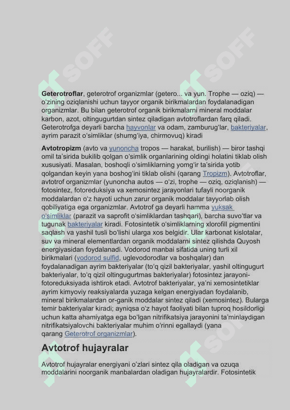 Tirik organizmlarning oziqlanish xillari. 2