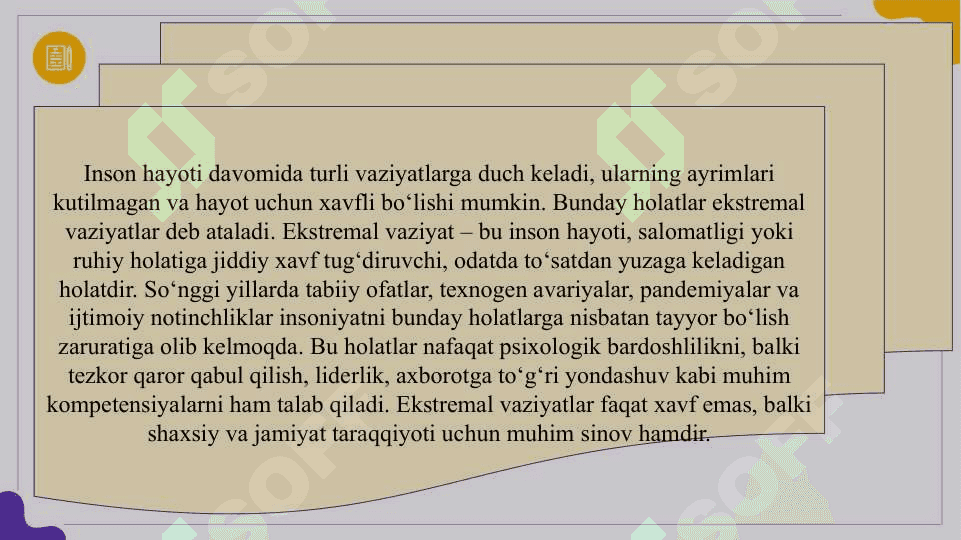 Ekstremal vaziyat  tushunchasi slayd 3