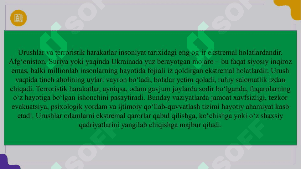 Ekstremal vaziyat  tushunchasi slayd 8