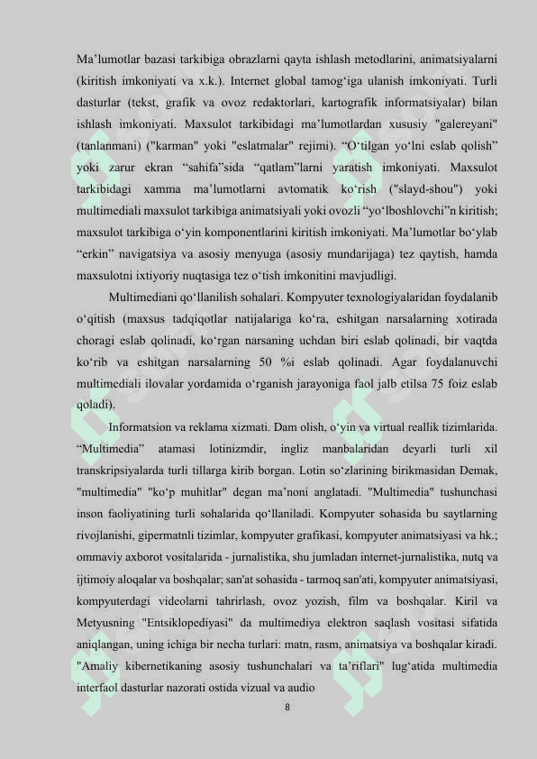 Multimedia texnologiyasi va undan o‘quv jarayonida foydalanish 7