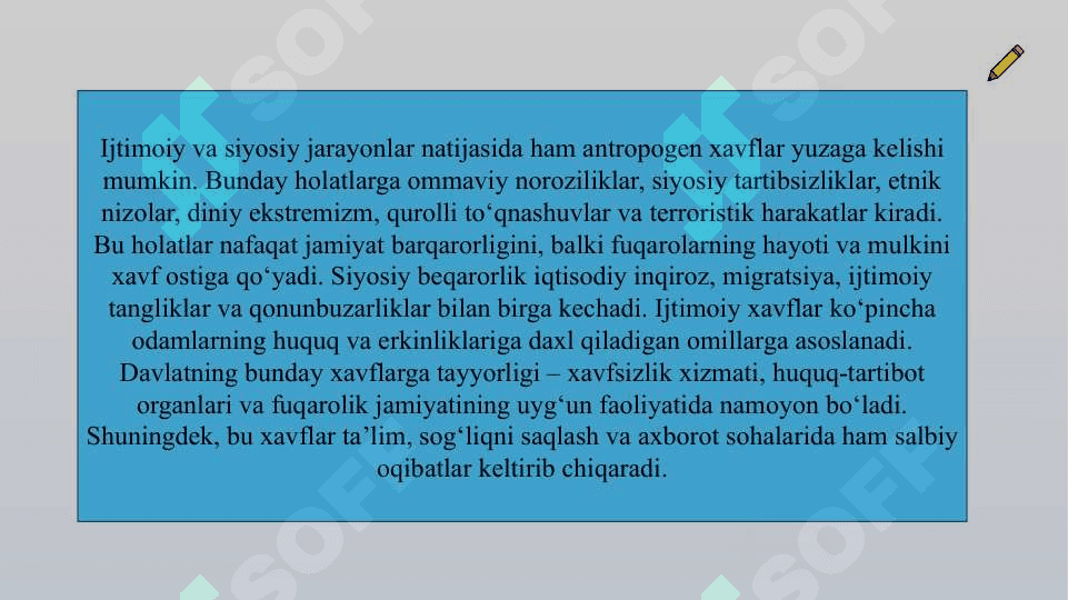 Antropogen ekstremal vaziyatlarning tavsifi   slayd 8