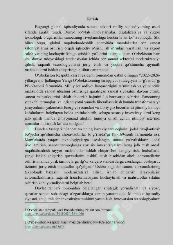 O`zbekiston Respublikasida sanoatni rivojlantirish istiqbollari 3