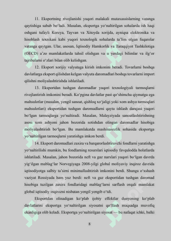Sanoat korxonalari maxsulotlarini eksport qilish imkoniyatlarini oshirish yo‘llari 8
