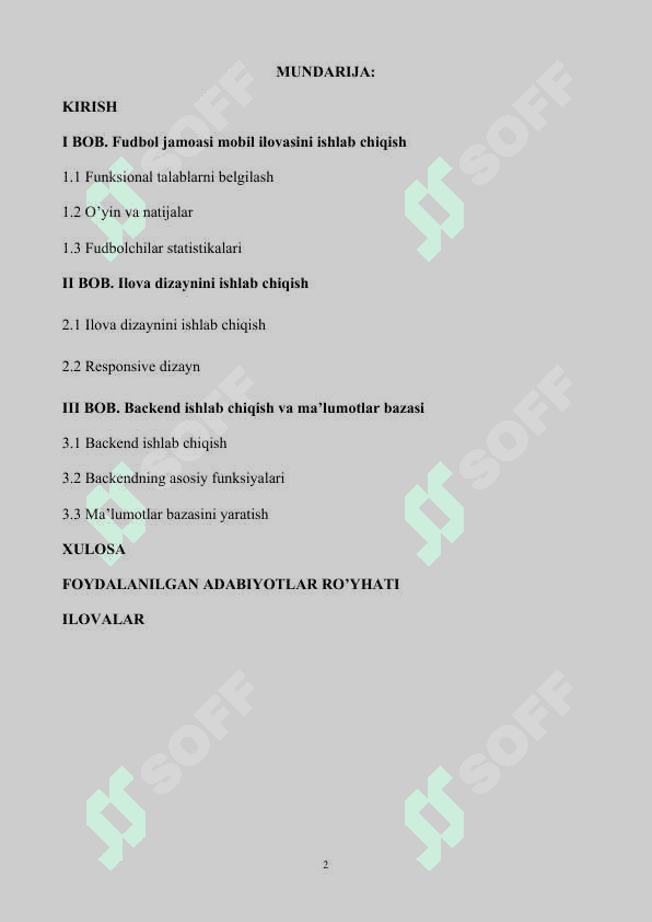 Fudbol jamoasi mobil ilovasini ishlab chiqish 2