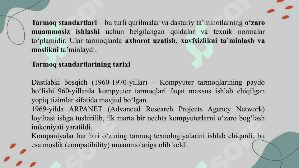 Tarmoq standartlari. Frame Relay tarmoqlari. Gisko tarmoq qurilmalari. 3