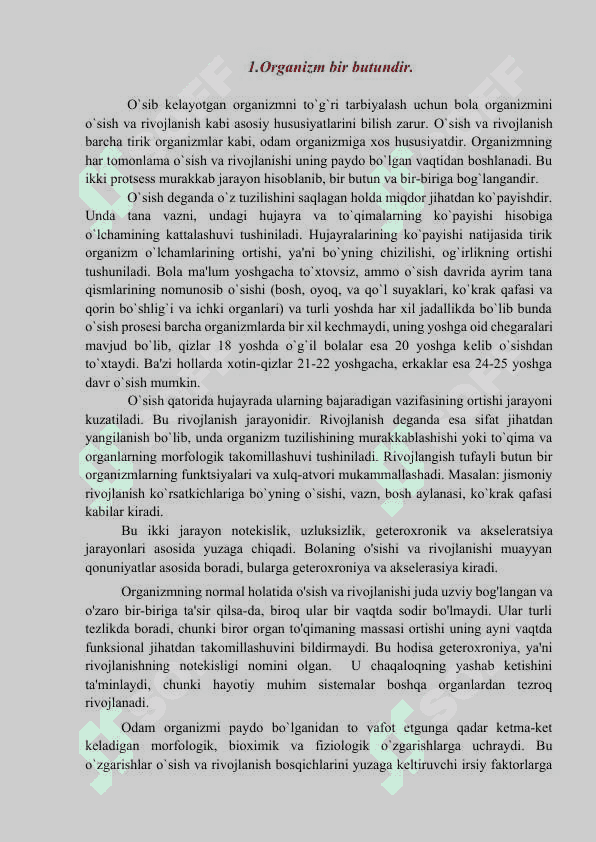 Bolalar o`sishi va rivojlanishining umumiy qonuniyatlari 2