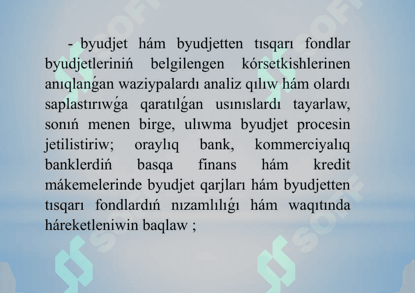 Finanslıq qadaǵalawdı shólkemlestiriwdiń teoriyalıq hám huqıqıy tiykarları 4