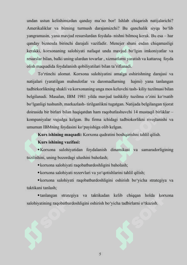 Korxona qudratini boshqarish.docx kurs ishi 5