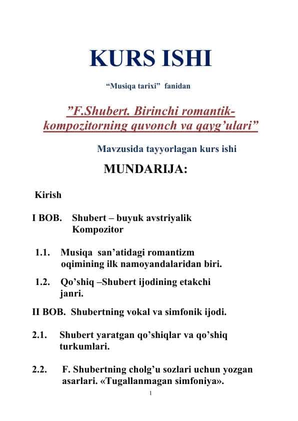 F.Shubert. Birinchi romantik-kompozitorning quvonch va qayg’ulari