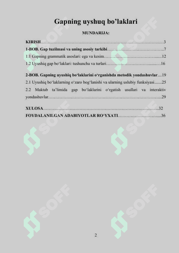 GAPNING UYUSHIQ  BOLAKLARI 2