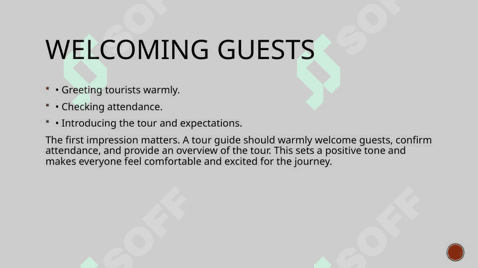 Tour guides task during a tour 4