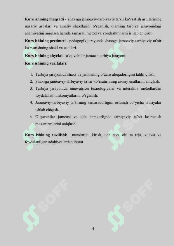 Shaxsga jamoaviy-tarbiyaviy ta’sir ko‘rsatish usullari kurs ishi 4