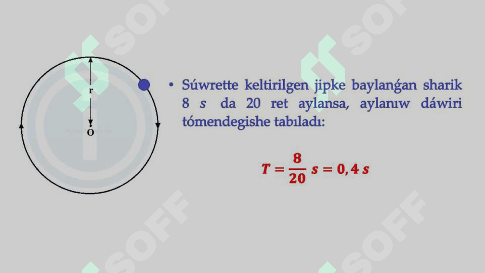 Sheńber boyınsha qozǵalıstı táriyipleytuǵın shamalardıń arasındaǵı qatnaslar 6