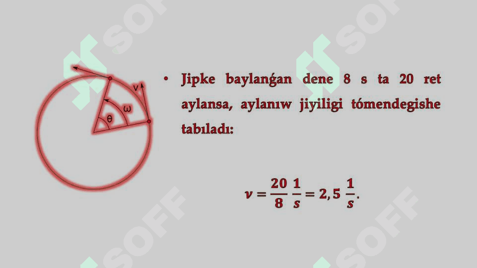 Sheńber boyınsha qozǵalıstı táriyipleytuǵın shamalardıń arasındaǵı qatnaslar 8