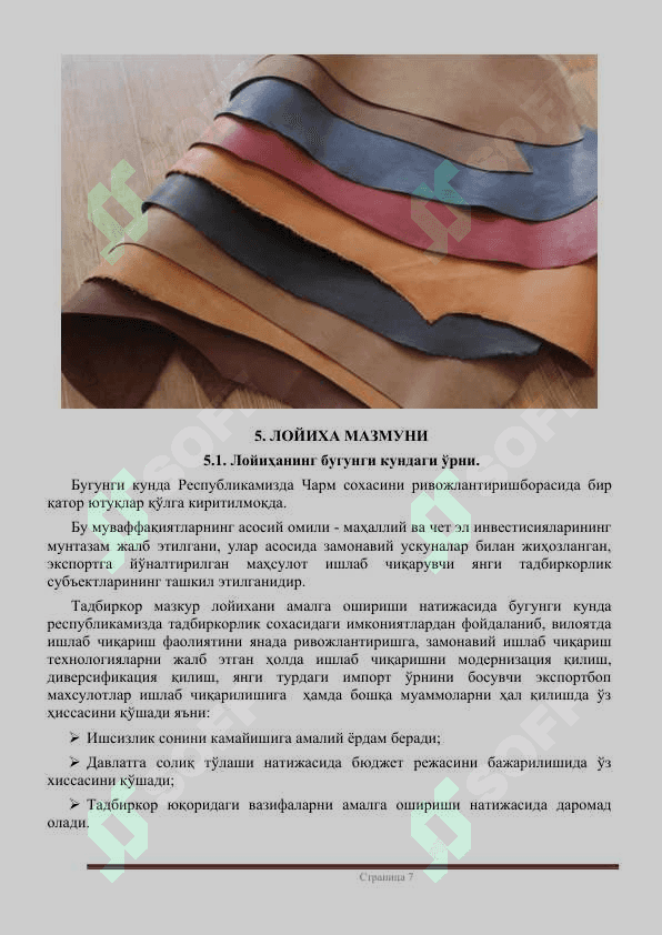 Чарм сохасини ривожлантириш бизнес режаси 7
